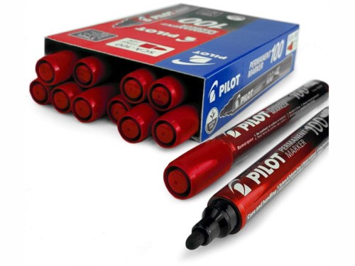 Marker permanentny Pilot SCA-100 czerwony 12 sztuk