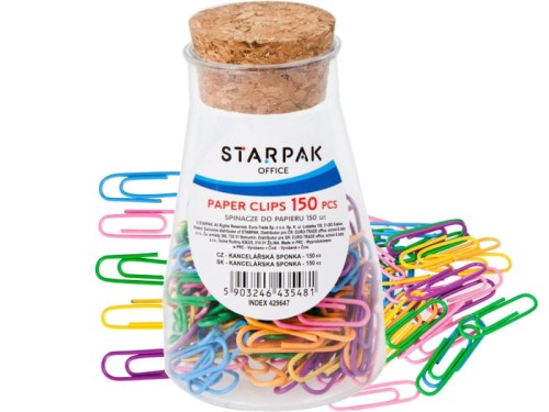 Spinacze biurowe STARPAK kolorowe okrągłe 150 sztuk