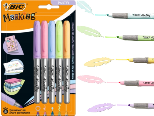 Flamastry Bic Marking Pastel 5 kolorów
