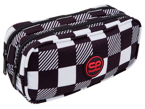 Piórnik saszetka podwójna prostokątna Coolpack Checkers czarno-biały
