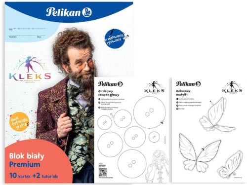 Blok kreatywny biały Pelikan Kleks 10 kartek 180g +2 tutoriale 