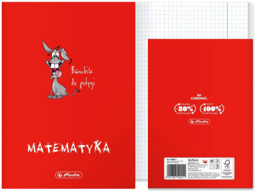 Zeszyt Herlitz przedmiotowy ECO PP ze ściągą do matematyki A5 60 kartek