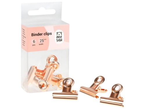 Klipsy do papieru buldog 25 mm MESHU Rose Gold 6 sztuk w pudełku