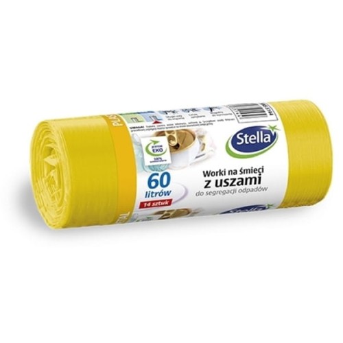Worki na śmieci 60L LDPE 25µm STELLA do segregacji żółte 14szt. (plastik,metal) /ST-ST-035144/