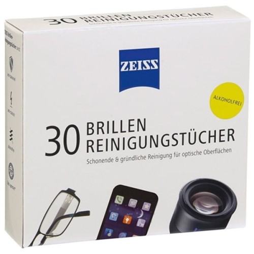 Ściereczki/chusteczki nasączane do czyszczenia okularów i wyświetlaczy ZEISS 30szt. / ZS581677/