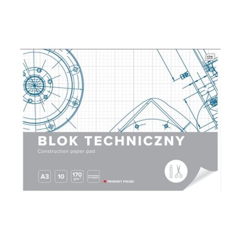 Blok techniczny biały A3/170g 10 kartek INTERDRUK 1szt. /BLTA3/