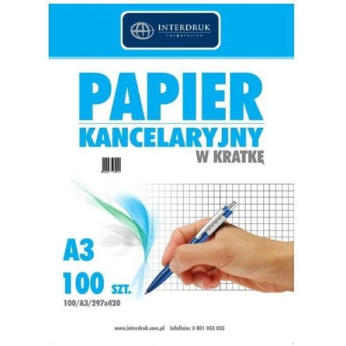 Papier kancelaryjny A3 kratka INTERDRUK 100szt. /PAKA100/