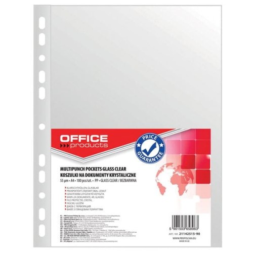 Koszulka zawieszkowa A4 55mic krystaliczna OFFICE PRODUCTS 100szt. /21142515-90/