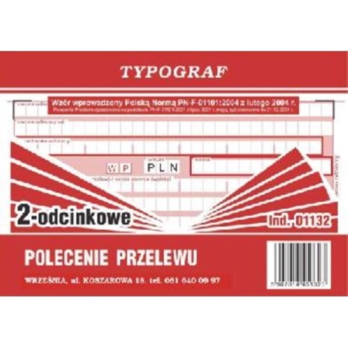 Druk "Polecenie Przelewu" 2-odc 1132 TYPOGRAF /01132/