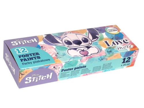 Farby plakatowe CoolPack Disney Stitch Pastel 12 kolorów
