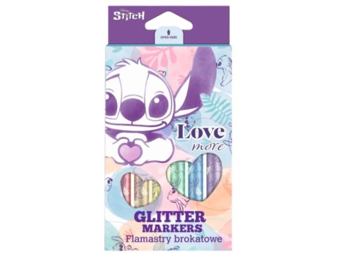 Flamastry CoolPack Disney Stitch Pastel brokatowe 6 kolorów