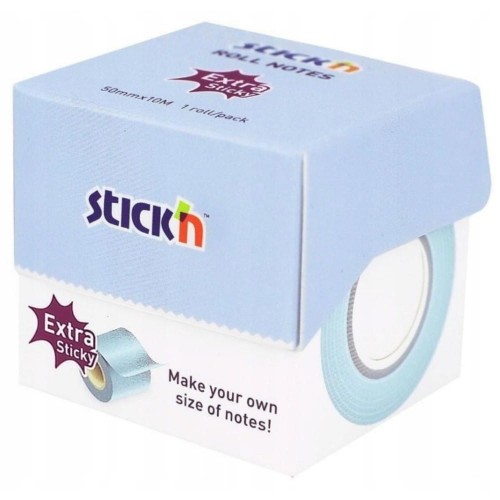 Notes samoprzylepny Stick'n na rolce 50mmx10m niebieski pastel