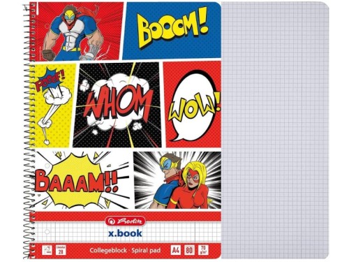 Brulion na spirali Herlitz Comic A4 w kratkę 80 kartkowy