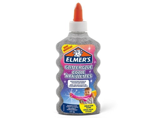 Klej błyszczący z brokatem do slimów ELMER'S GLITTER GLUE srebrny 177ml
