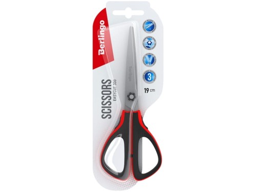 Nożyczki biurowe Berlingo Easycut 300 soft grip 19cm czerwone