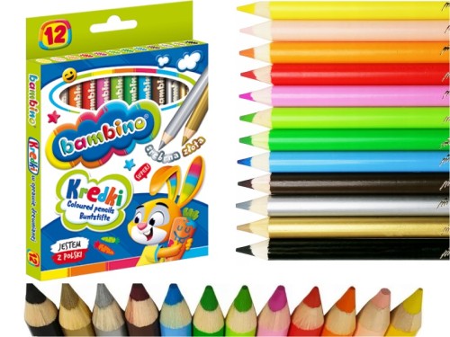 Kredki ołówkowe 12 kolorów BAMBINO