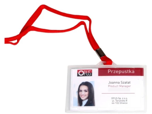 Etui na identyfikator ze smyczą O.BADGE HOLDER 55x90mm czerwony