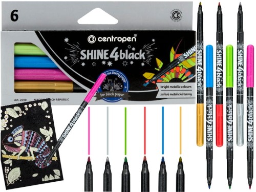 Markery Metaliczne Centropen shine 4 Black 2590 6 sztuk