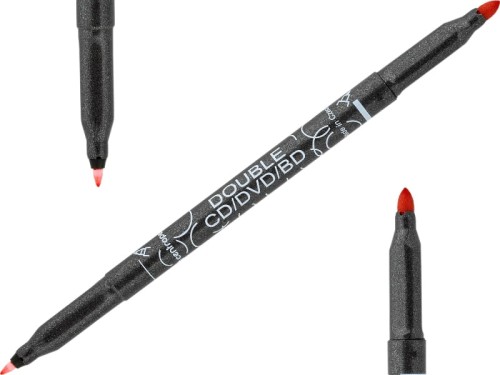 Marker do płyt CD DVD BD Centropen 3616 dwustronny 0,6 i 2,5 mm czerwony