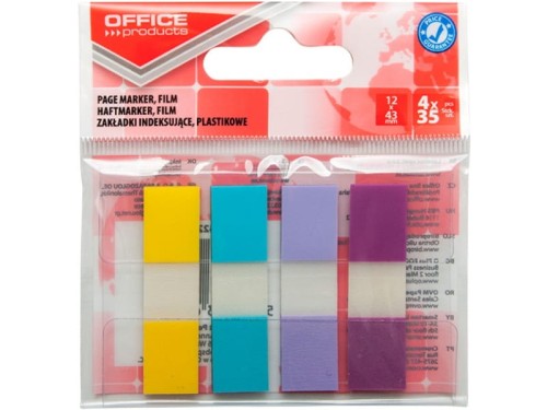 Zakładki indeksujące 12x43mm PP 4x35szt. pastel OFFICE PRODUCTS /14223824-99/