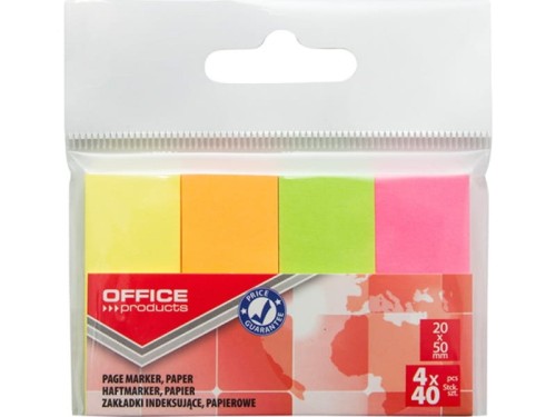 Zakładki indeksujące Office Products 20x50mm papierowe mix neon 4x40k