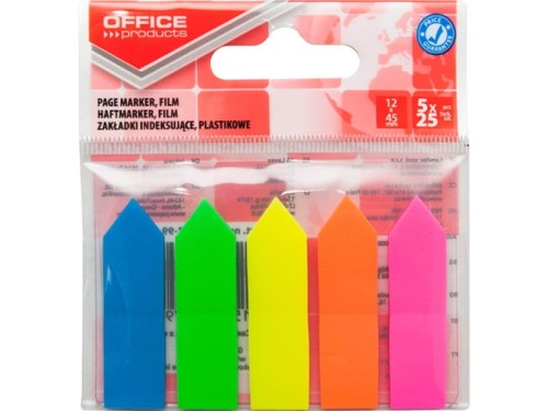 Zakładki indeksujące Office Products 12x45mm strzałka mix neon 5 kolorów