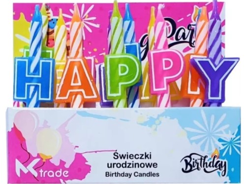 Świeczki urodzinowe Mk Trade SH-200 "Happy Birthday" kolorowe