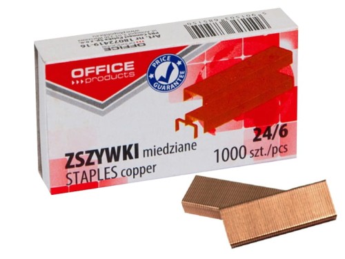 Zszywki OFFICE PRODUCTS 24/6 miedziane 1000 sztuk