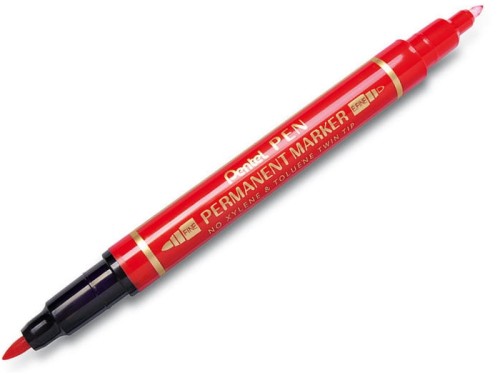 Marker foliopis/do CD dwustronny 0,6 i 1,2mm okrągły PENTEL N75W czerwony /N75W/B/