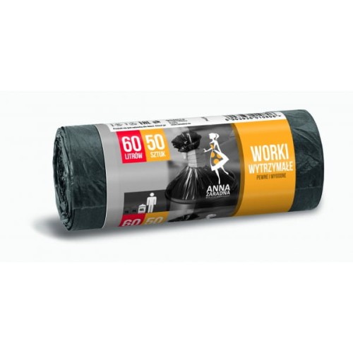 Worki na śmieci 60l HDLD 6,3µm ANNA ZARADNA czarne 50szt. /WNS-0806/