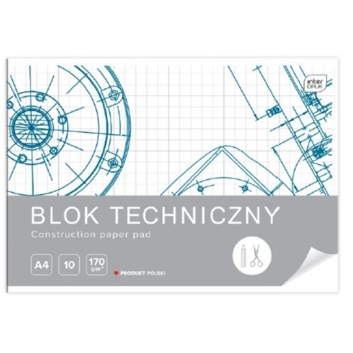 Blok techniczny biały A4/170g 10 kartek INTERDRUK 1szt. /BLT/