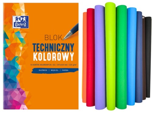 Blok techniczny OXFORD A3 10 kartek 225g kolorowy
