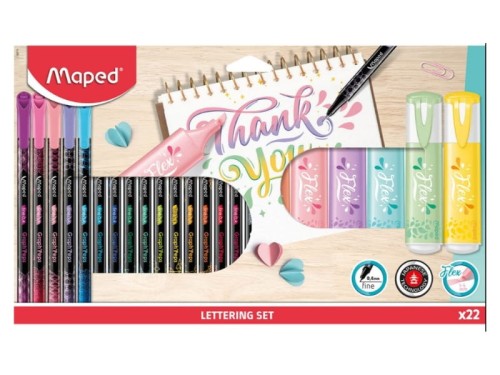 Zestaw do letteringu Maped 22 elementy w pudełku z zawieszką