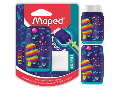 Temperówka z gumką Maped Connect Pixel 2 otwory blister