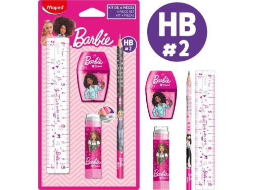 Zestaw artykułów szkolnych Maped Barbie 4 elementy blister