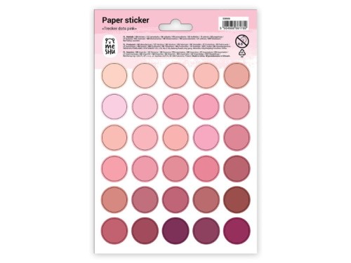 Naklejki papierowe 12x18cm MESHU Trecker Dots Pink 30 naklejek