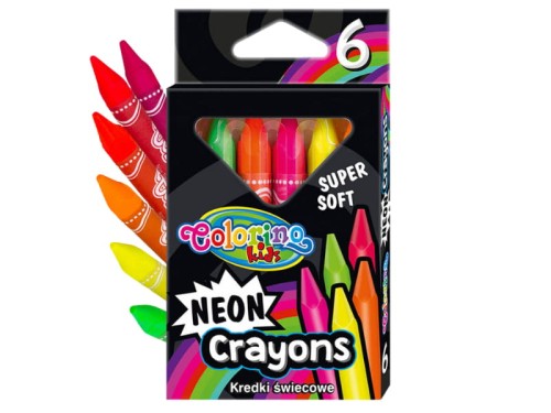 Kredki świecowe trójkątne COLORINO KIDS 6 kolorów neonowe