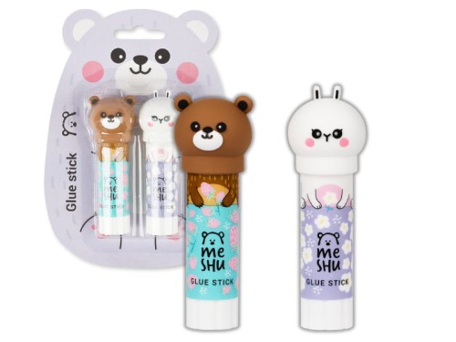 Klej szkolny w sztyfcie MESHU Animals 8g mix wzorów 2 sztuki blister