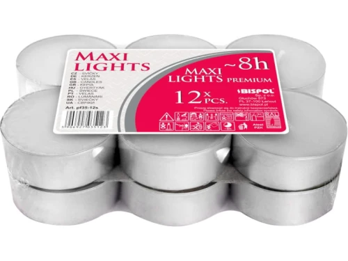 Podgrzewacze Bispol PF35 Maxi Lights Premium 8h 12 sztuk w stosie