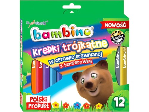 Kredki ołówkowe trójkątne BAMBINO 12 kolorów + temperówka /32394/
