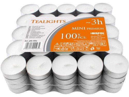 Podgrzewacze Bispol PF8 Tealight 3h 100 sztuk w stosie