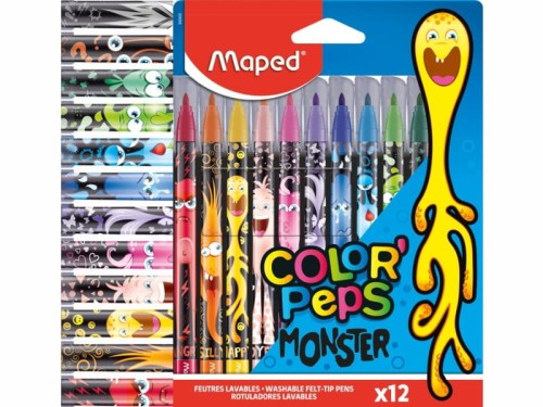Flamastry zmywalne Maped Colorpeps Monster 12 sztuk