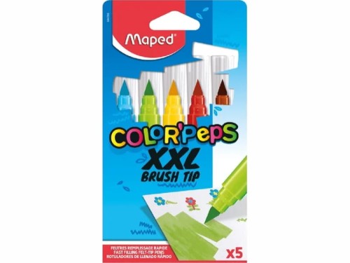 Flamastry pędzelkowe Maped Colorpeps Brush Jumbo XXL 5 sztuk