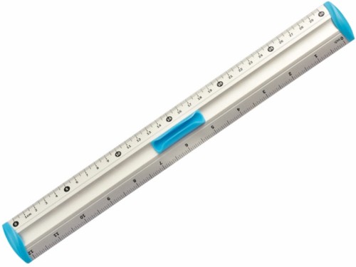 Linijka aluminiowa z uchwytem i miejscem na ołówek 30cm TETIS niebieska 1szt. /BL040-NC/