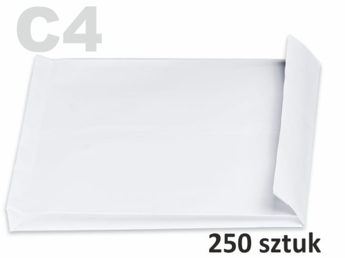 Koperta rozszerzana C4 biała HK z paskiem 250 sztuk