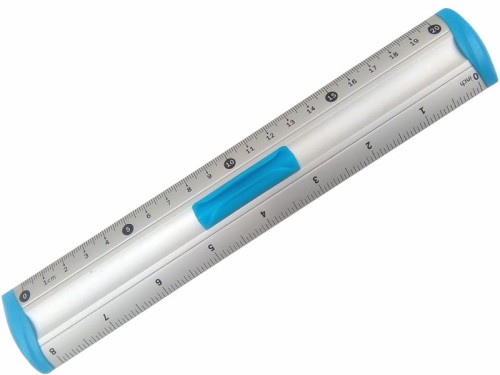 Linijka aluminiowa z uchwytem i miejscem na ołówek 20cm TETIS niebieska 1szt. /BL040-NB/