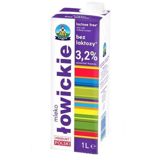 Mleko UHT ŁOWICKIE bez laktozy 1,0 L 3,2% 1szt.