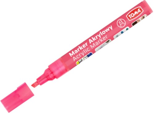 Marker akrylowy Toma TO-403 ścięty metaliczny neon czerwony