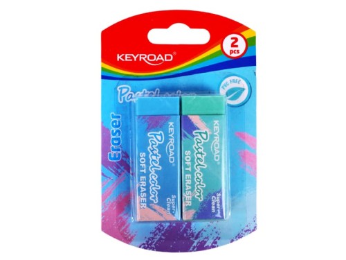 Gumka KEYROAD pastelowe kolory zielona i niebieska 2szt blister