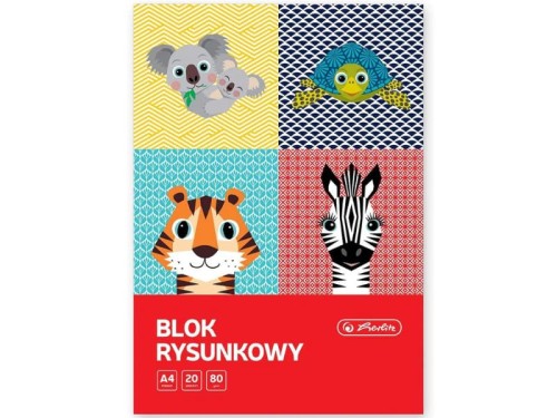 Blok rysunkowy Herlitz Cute Animals A4 20 kartek 80g biały